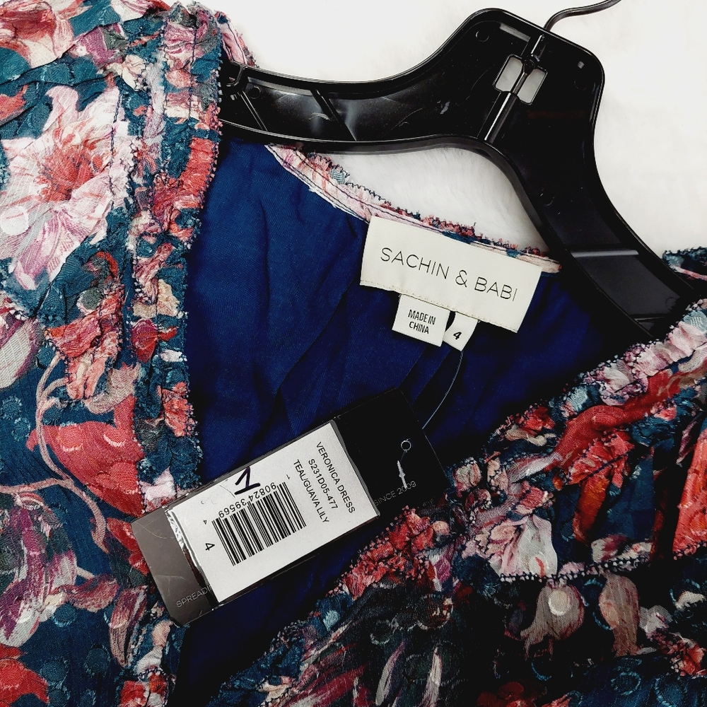 NEW Sachin & Babi Veronica Viscose Floral Midi Dress Z59 - Picture 7 of 9